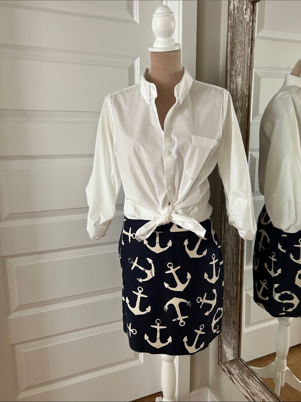 J.CREW Navy Skirt with Black Label
